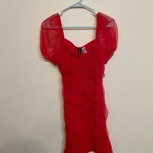 red medium gathered dress